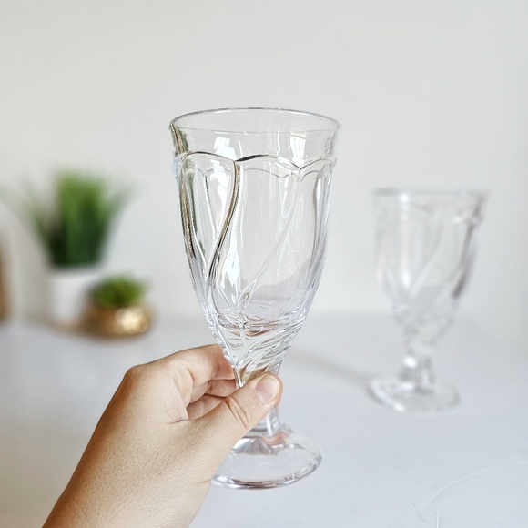 Vintage Set of 2 Noritake Sweet Swirl Clear Water Goblets Iced Tea Glasses - Picture 7 of 10